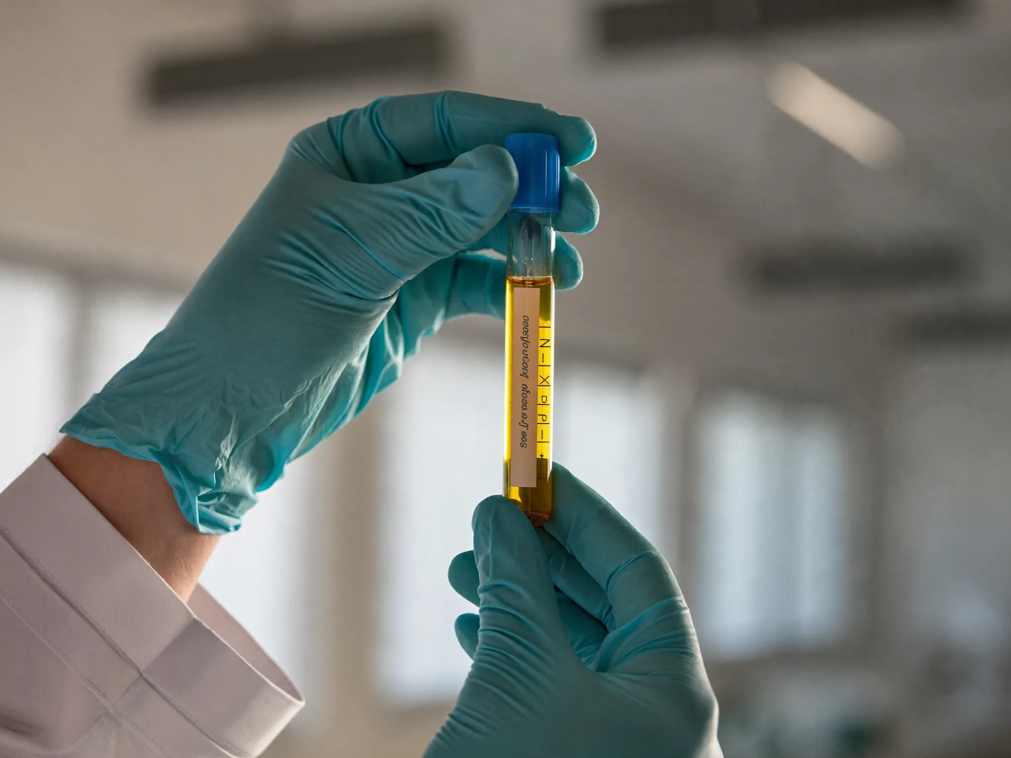 Röhrchen mit goldgelbem plättchenreichem Plasma für die PRP-Behandlung